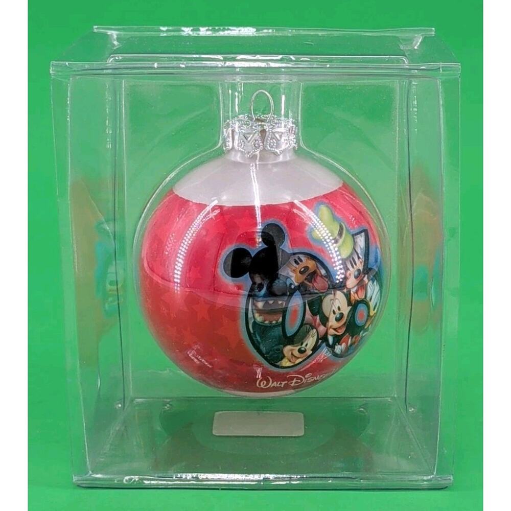 2006 Walt Disney World Glass Ball Christmas Ornament Mickey Mouse & Friends NIB